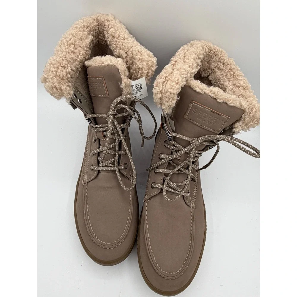 Sperry Top Sider Women's Waterproof Insulated Boots Tan‎ Fleece Lined Lace Up
